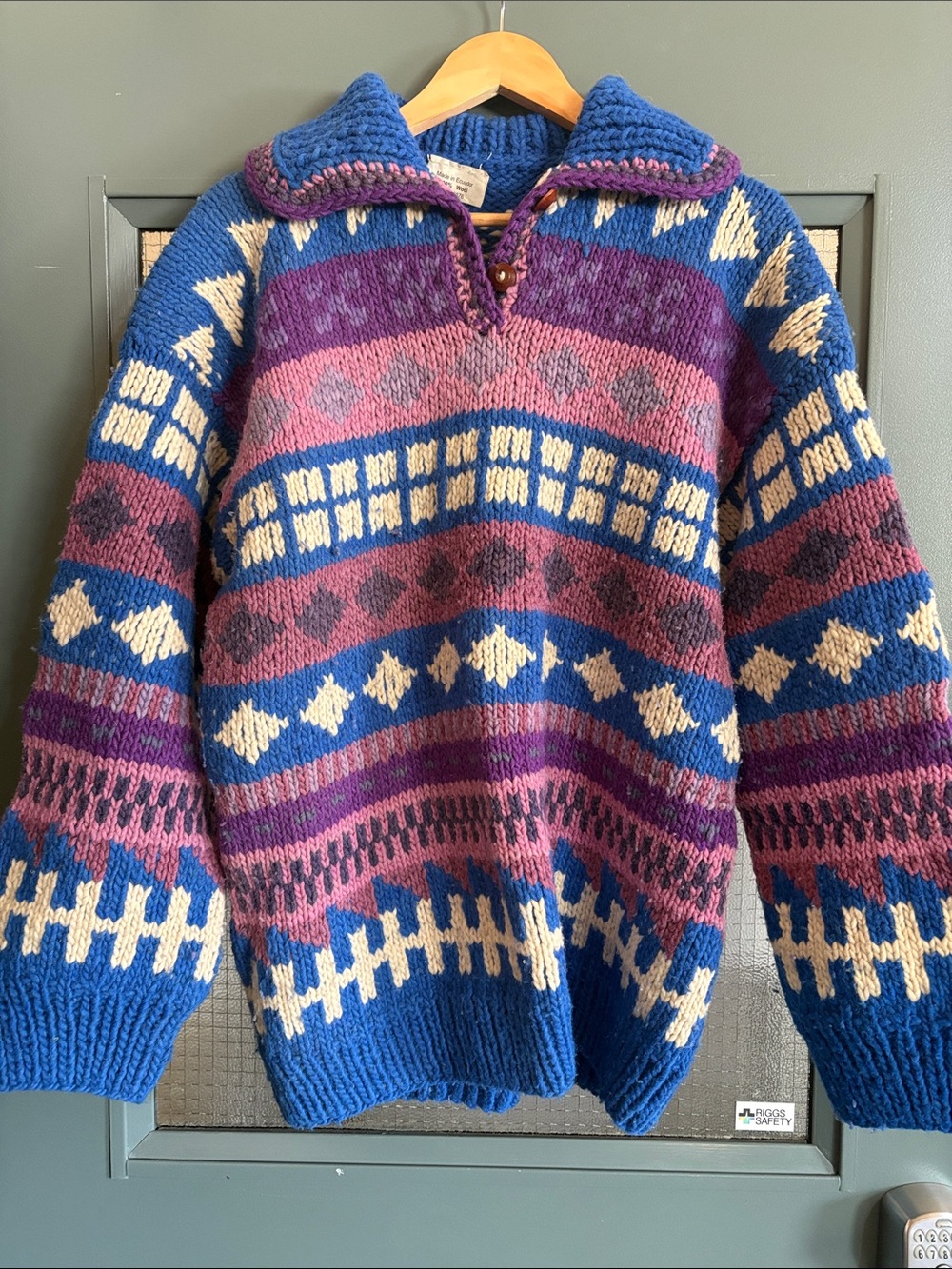 Women's Blue & Purple Patterned Knit Sweater